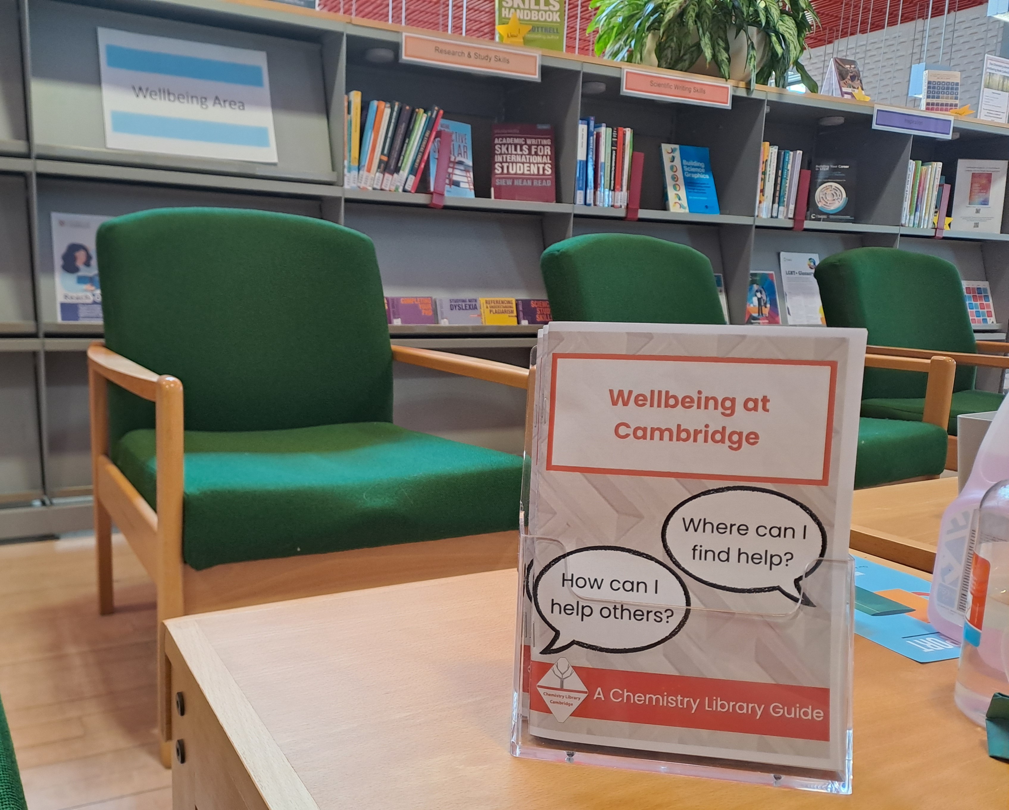The Wellbeing at Cambridge booklet, available in the Chemistry Library
