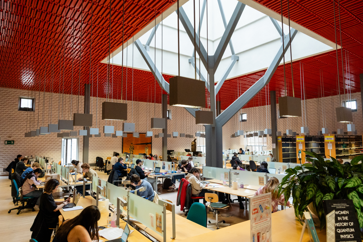 A view of the main study space at the Chemistry Library in Cambridge. 